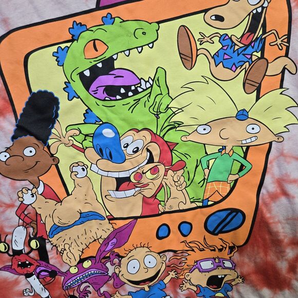 Nickelodeon 90's Rugrats Arnold Stimpy T-Shirt 3XL Cartoon Red Tie Dye - Picture 3 of 11